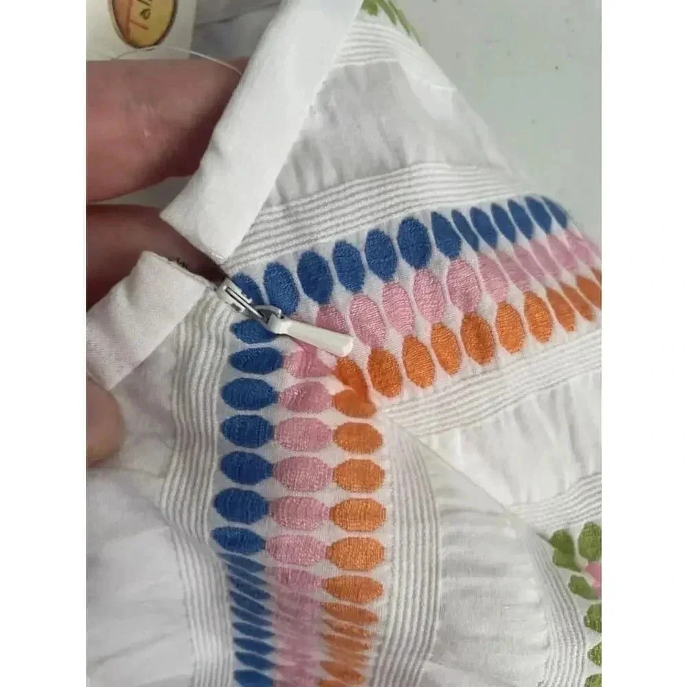 NWT Talbots White Multicolor Embroidered A-Line Skirt Size 14 ๐โ 0160 NEW! - Picture 9 of 12